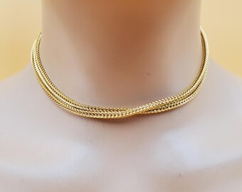 Vintage gold tone stainless steel chain necklace