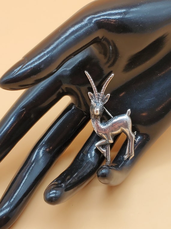 Vintage sterling Gazelle brooch - image 4