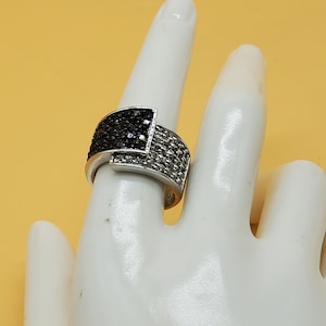 vintage PD Premier Design black and clear crystal top statement ring