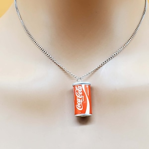 Vintage miniature aluminum Coca-Cola can charm pendant necklace