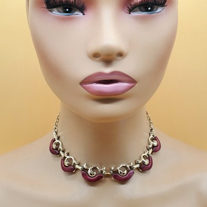 Vintage red thermoset loop link choker necklace