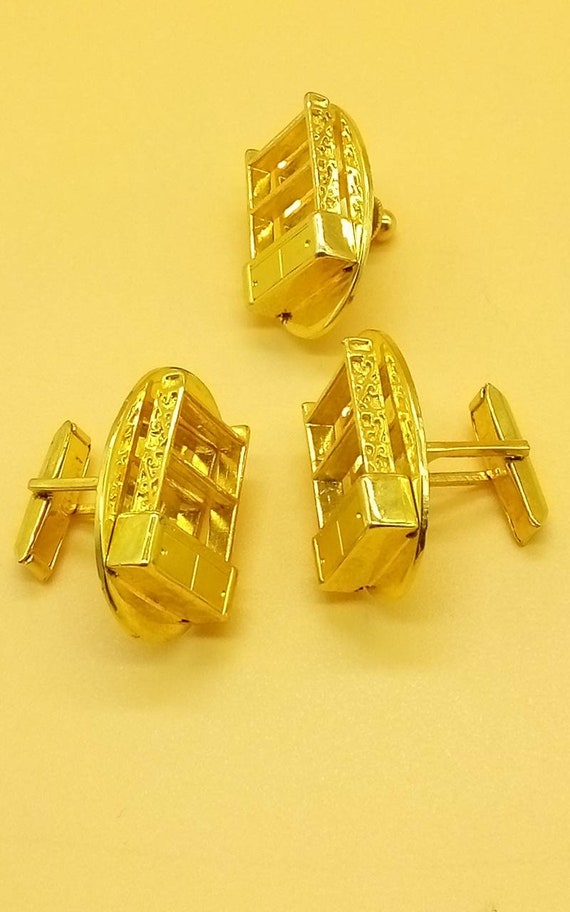 Vintage gold plated Cabinet salesman cufflinks an… - image 6