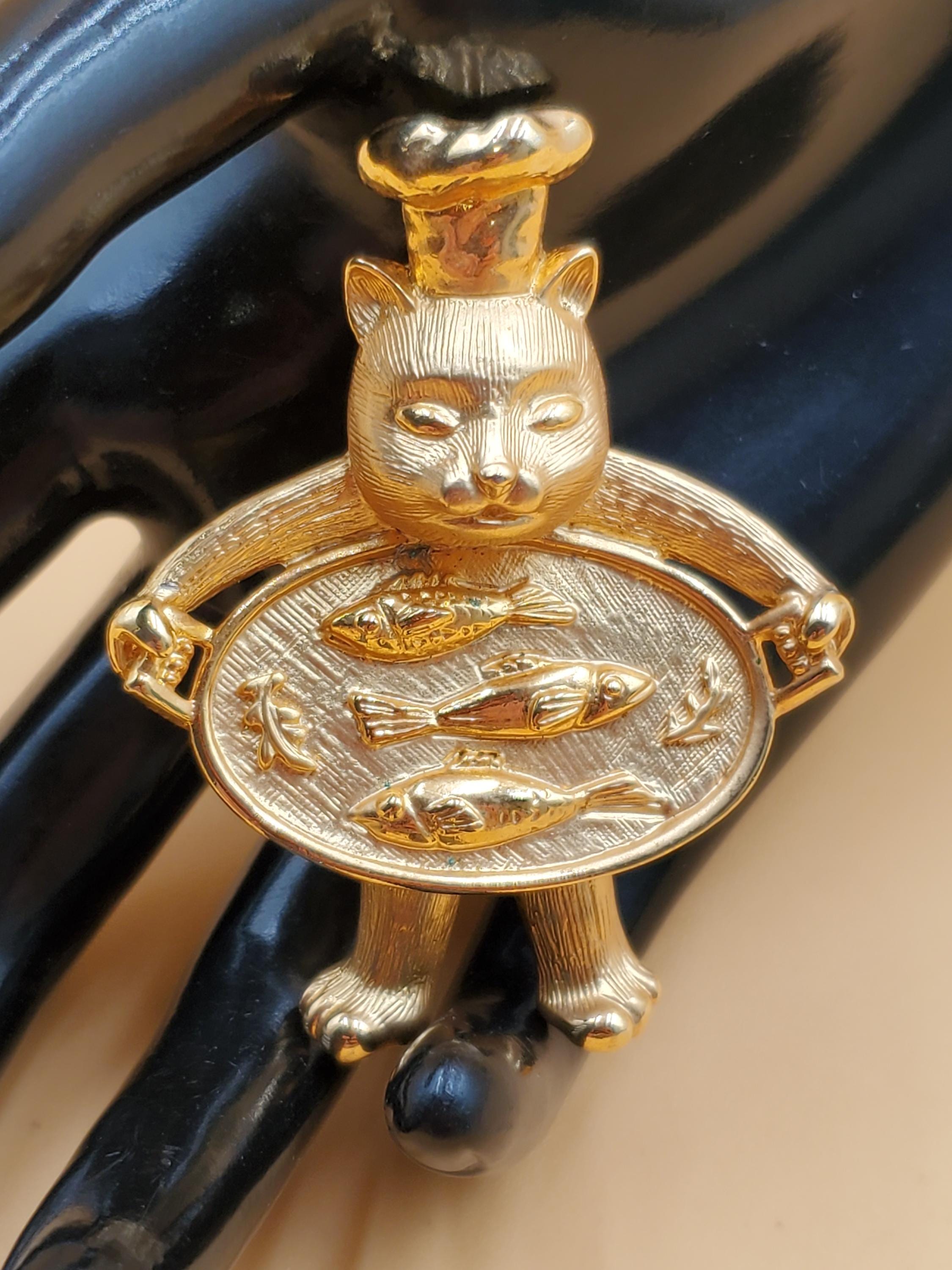 ヴィンテージ JJ 猫シェフブローチ - Etsy 日本