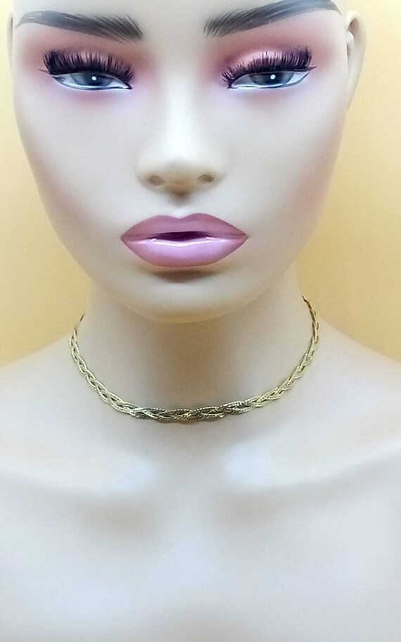 Vintage Monet gold tone braided chain necklace - image 5