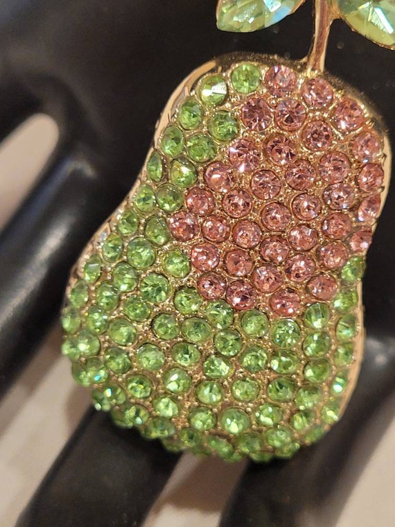 Vintage rhinestone crystal sparkly pear brooch - image 2