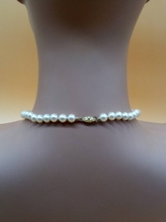 Vintage 8mm faux pearl necklace with silver verme… - image 8