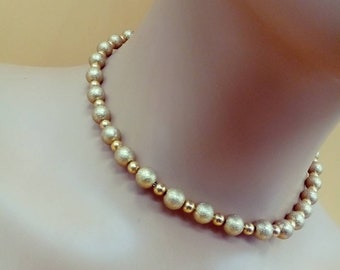 Vintage gold filled bead ball necklace