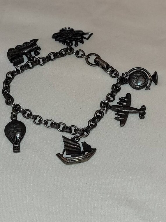 Vintage Coro CGI Inc Silver Pewter Tone Charm Bracelet  PEWTER vintage charm bracelet main image 0