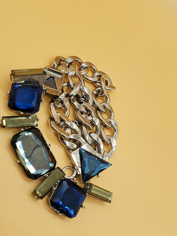 Vintage Vivl chunky rhinestone chain necklace - image 10
