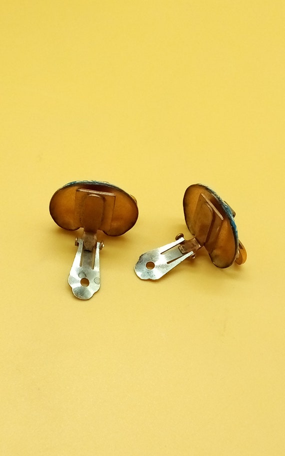 Vintage Matisse copper enamel clip on earrings - image 10