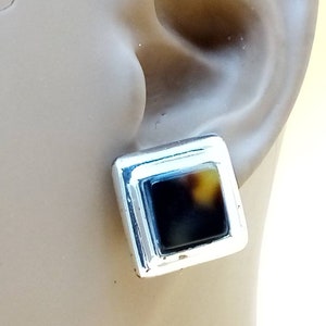Vintage Napier faux tortoise shell square clip on earrings
