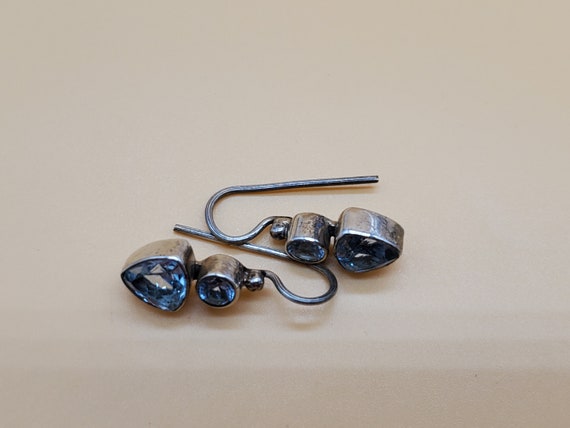 Vintage sterling silver Blue Topaz dangling earri… - image 9