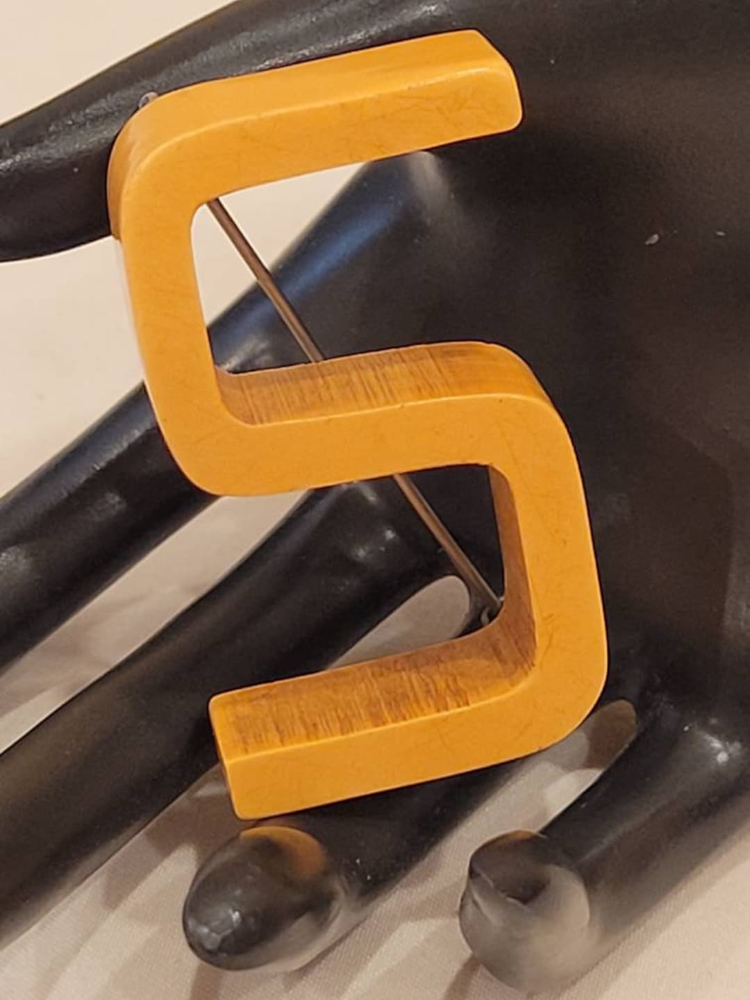 Vintage Bakelite Letter S Boxy Brooch Etsy