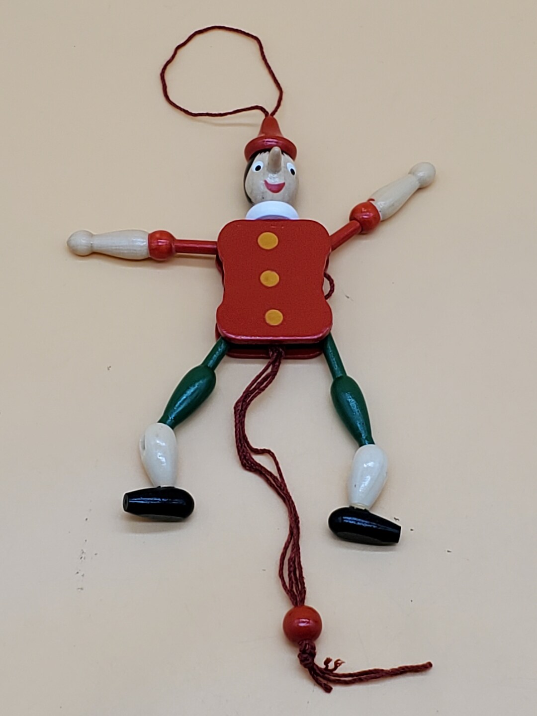 Vintage Wooden Pull String Pinocchio Ornament Etsy