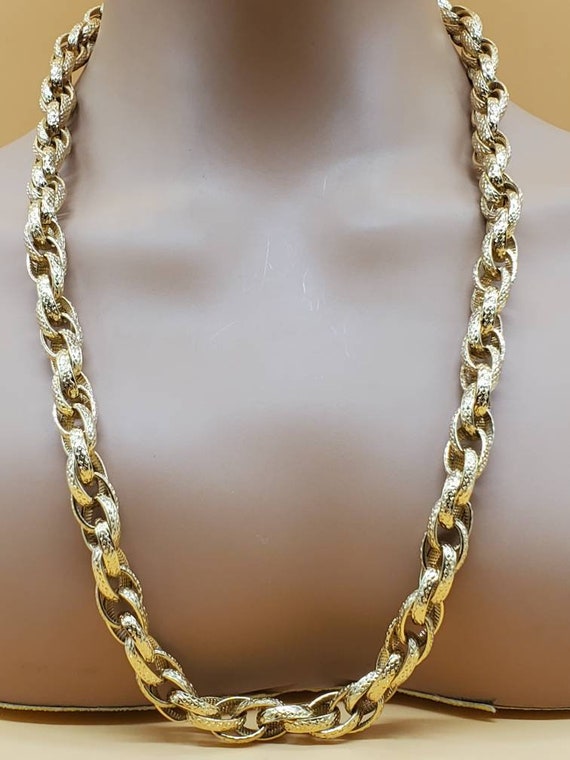 Vintage Monet chunky textured gold tone chain lin… - image 9