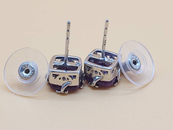 Sterling silver Princess cut style Ruby earrings - image 6