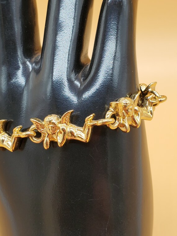 vintage gold tone Cherub link bracelet