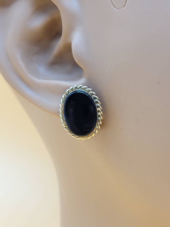 Vintage Winard 12kgf Onyx clip on earrings - image 7