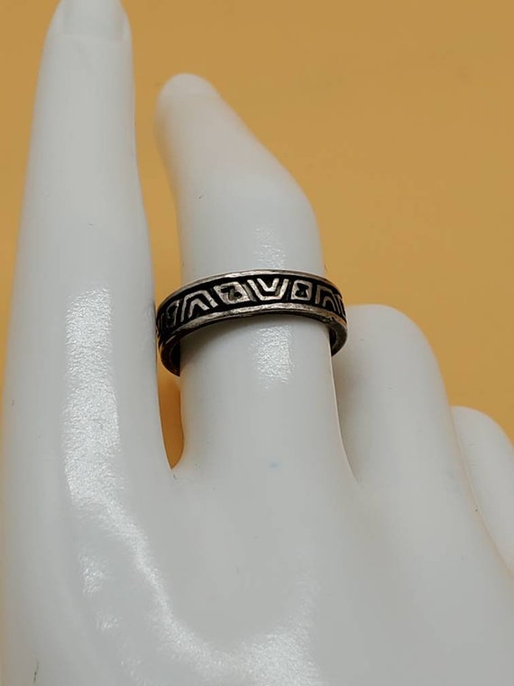 Vintage geometric sterling silver band ring - image 1