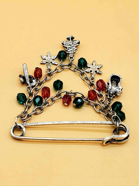 Vintage Holiday/ Christmas dangling chain charm b… - image 2