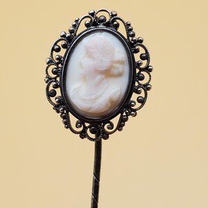 vintage sterling filigree Cameo stick pin