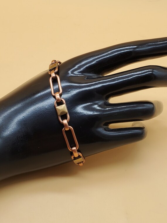 vintage solid copper two tone chain bracelet - image 2