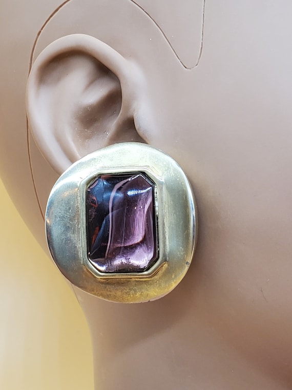 Vintage Les Bernard XL curved statement earrings … - image 1
