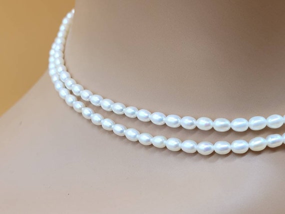 Vintage double strand pearl necklace with 14k cla… - image 5