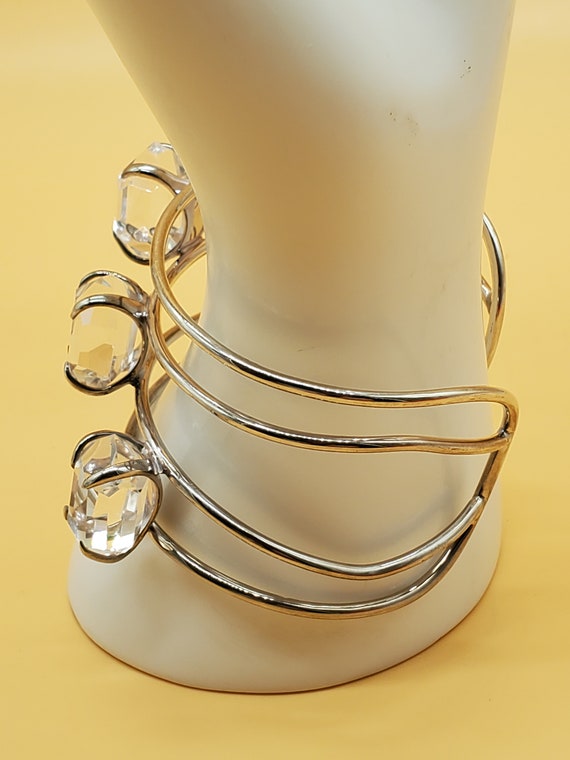 statement clear stone cuff bracelet - image 5