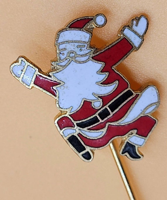 Vintage enamel Santa Claus stick pin