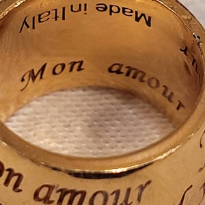 Gold tone Mothers ring made in Italy by Rebecca