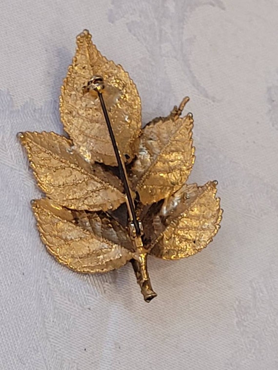 Vintage gold dipped natural rose bud with leaves … - image 6