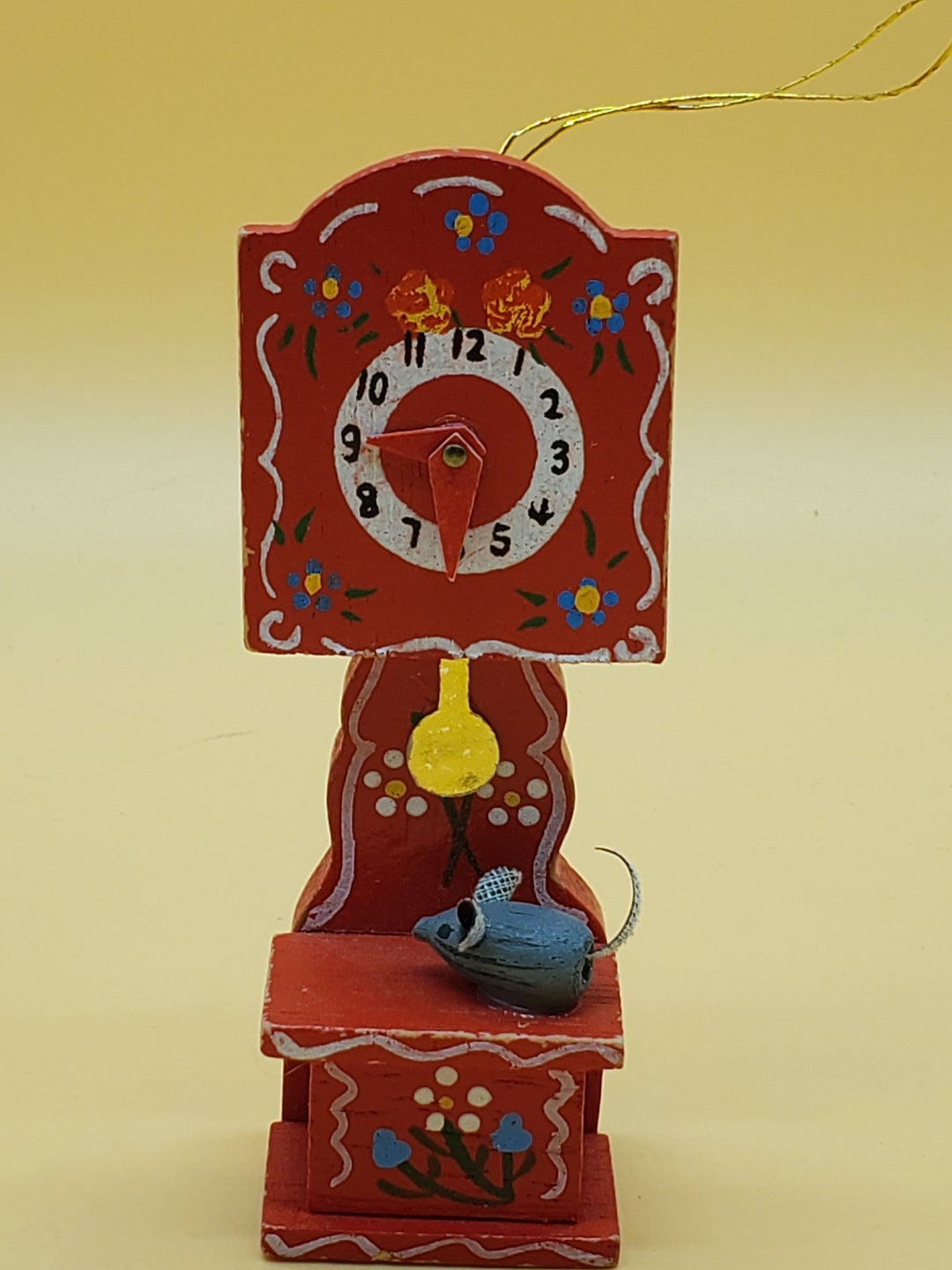 Vintage Mini Wooden Grandfather Clock Ornament Etsy