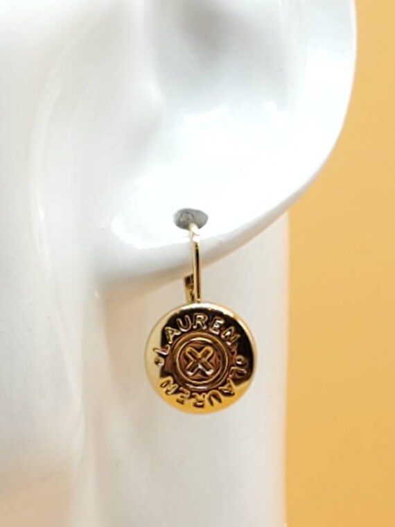 Vintage Ralph Lauren gold tone monogram button ear