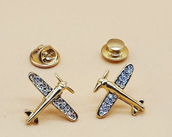 Gold Plated Airplane Brooch Pin - Vintage Pilot Lapel Pin For Travel Themed Gifts