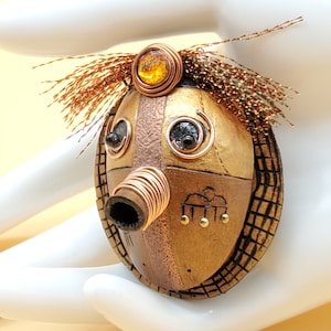 Vintage Tribal Mask brooch