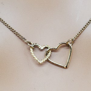 Vintage double interlocking hearts chain necklace