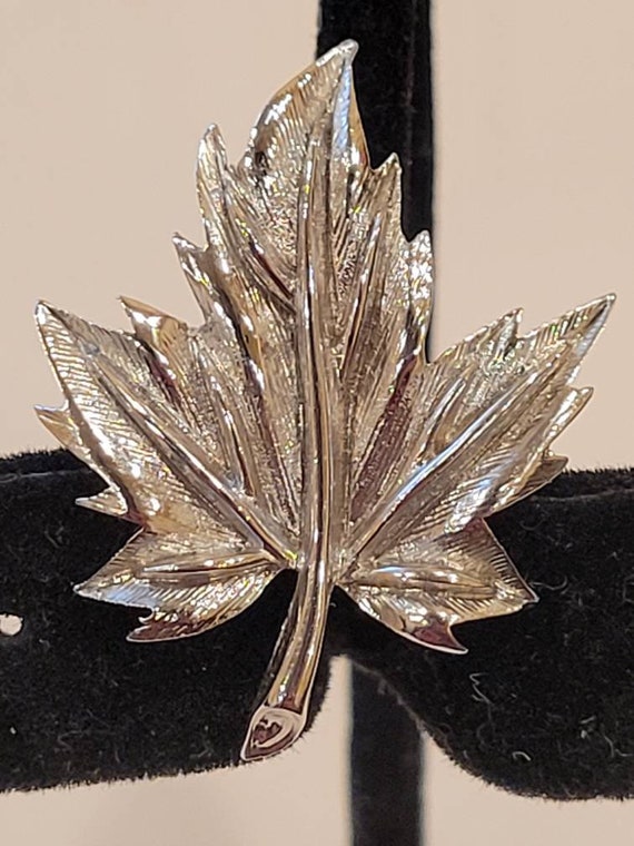 Vintage D'Orlan 9243 silver tone maple leaf brooc… - image 1