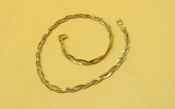 Vintage Monet gold tone braided chain necklace - image 10