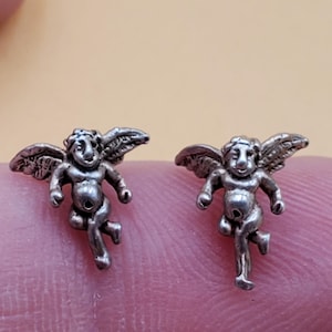 vintage tiny sterling Cherub post earrings