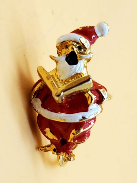 Vintage enamel Santa Claus clip on earrings - image 8