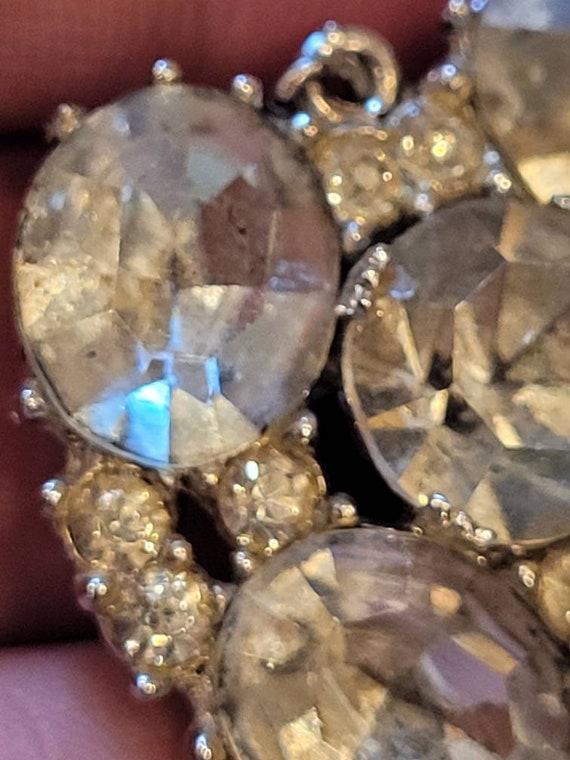 Vintage BOGOFF clear rhinestone heart brooch pend… - image 6