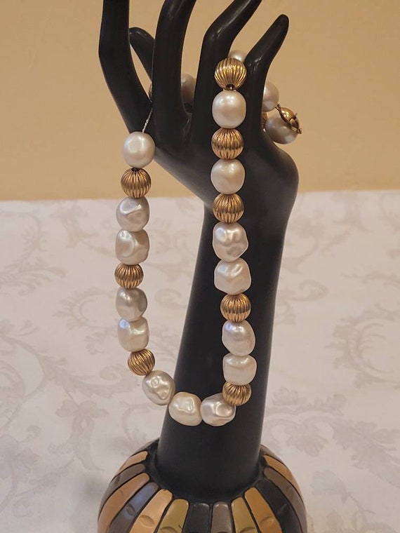 Designer by Monet, necklace, pearls and clear rhinestones in silver tone. |  TheLadyJeweler