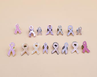 Breast cancer awareness pink ribbon lapel pin, select styles