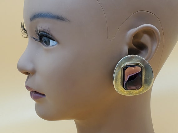Vintage Les Bernard XL curved statement earrings … - image 4
