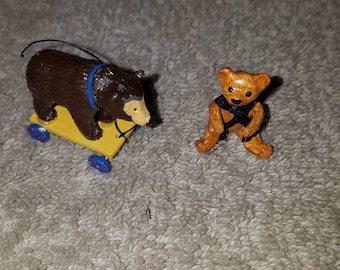 Vintage Miniature Metal Bear, lot of 2, micro Miniature metal bear