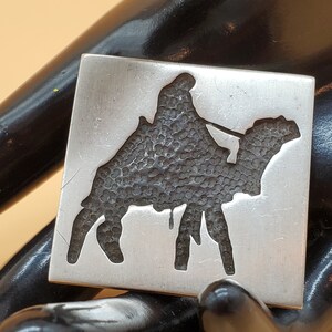 Vintage sterling silver camel with rider brooch