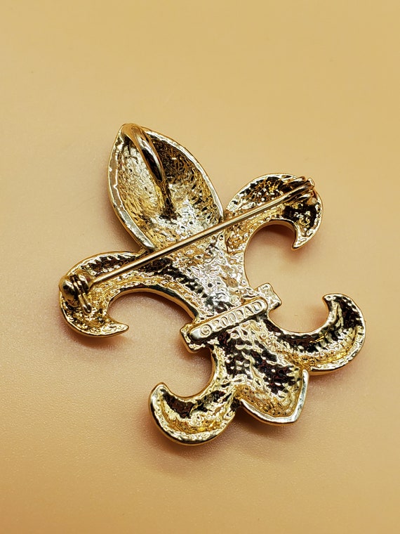 vintage enamel Fleur-de-lis brooch - image 9