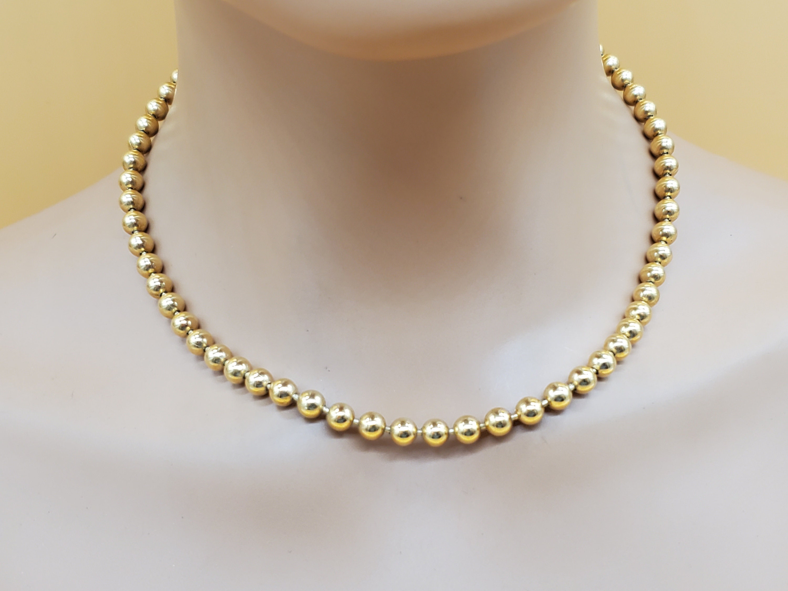 Vintage Gold Tone Bead Ball Necklace - Etsy Vintage Gold Tone Bead Ball Necklace - Etsy