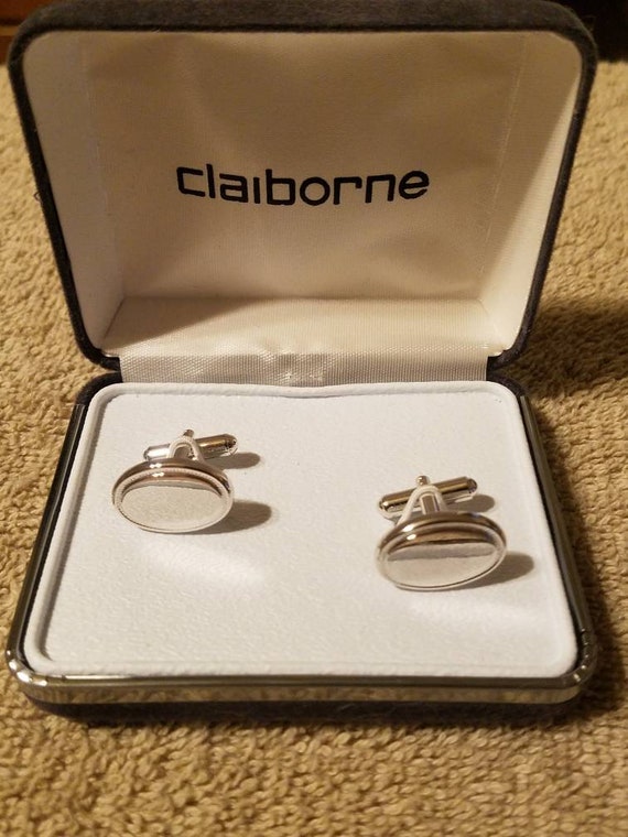 Vintage Claiborne silver tone cufflinks,  Liz Clai